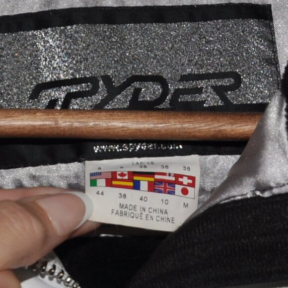 Sypder White Faux Leather Moto Bomber Jacket Black Fleece Trim 8 - Picture 13 of 16